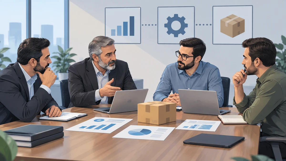 جلسه‌ی ذینفعان کمیته خرید B2B برای تصمیم‌گیری در بازاریابی صنعتی